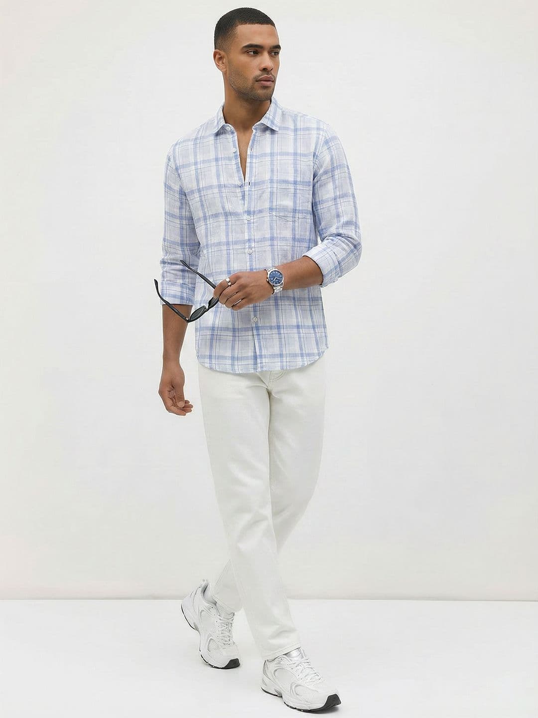 Roadster Life Co.Cotton Linen Checked Shirt thumbnail 5