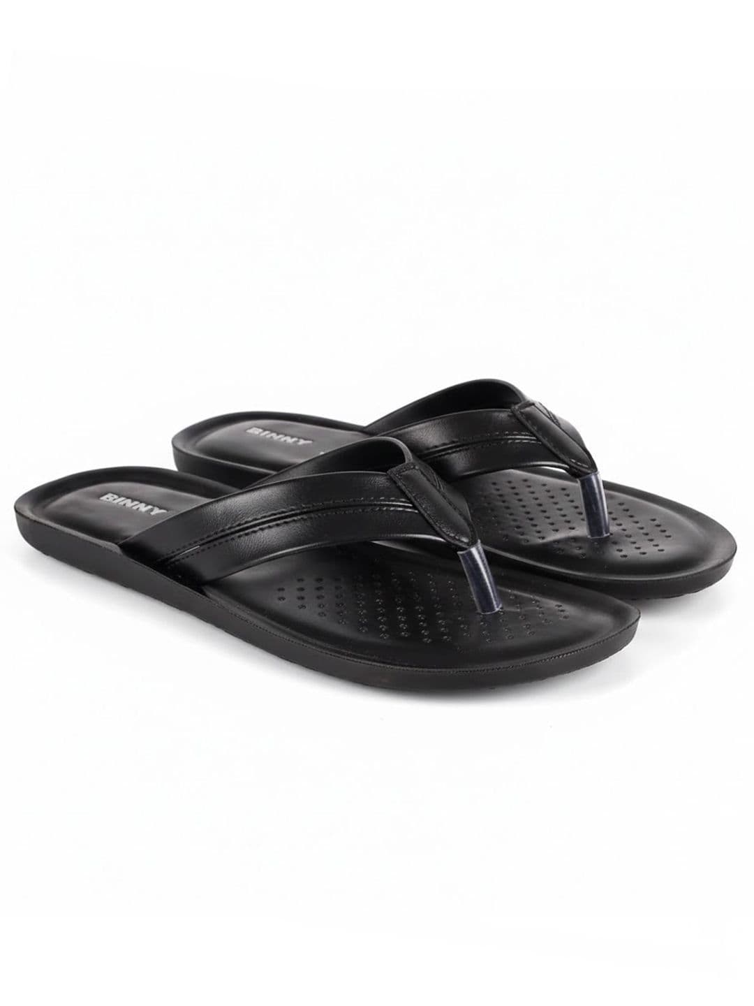 Binny Men Leather Comfort Open Toe Thong Sandals With Cushioned Footbed thumbnail 2