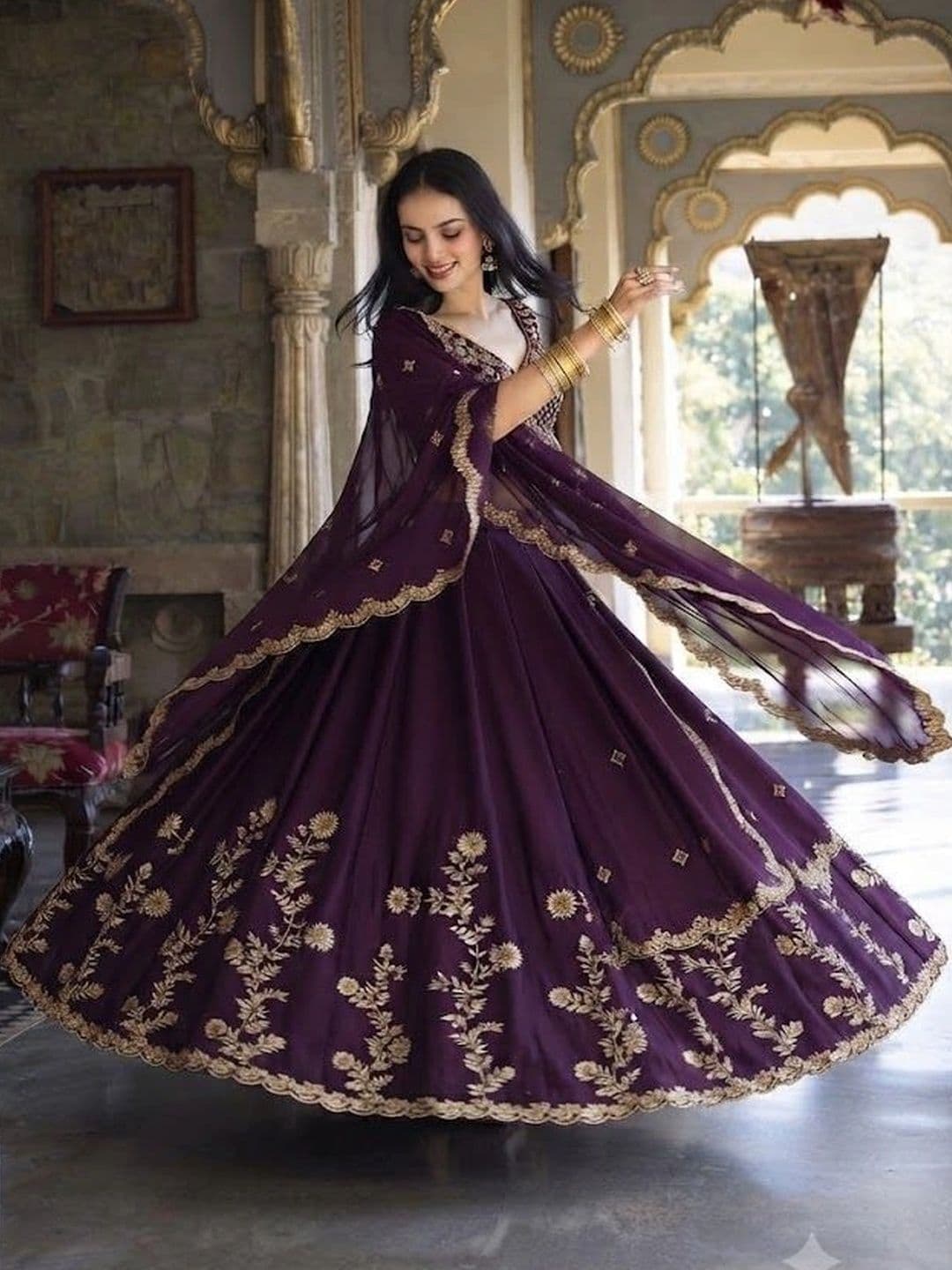 RUNAYA NX Embroidered Ready to Wear Lehenga & Unstitched Blouse With Dupatta thumbnail 4