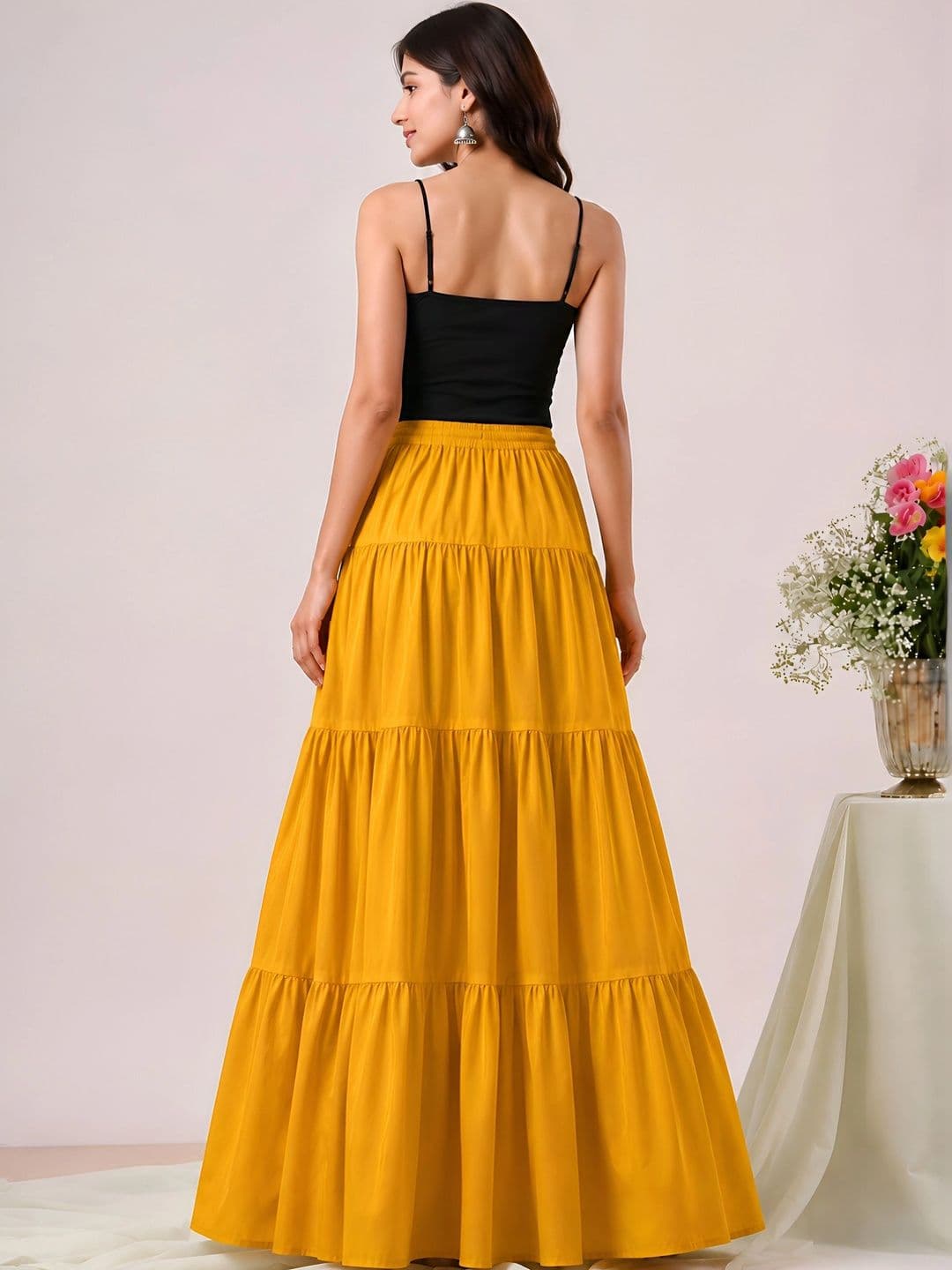 HARAYE Women Tiered Maxi Tiered Skirt thumbnail 4