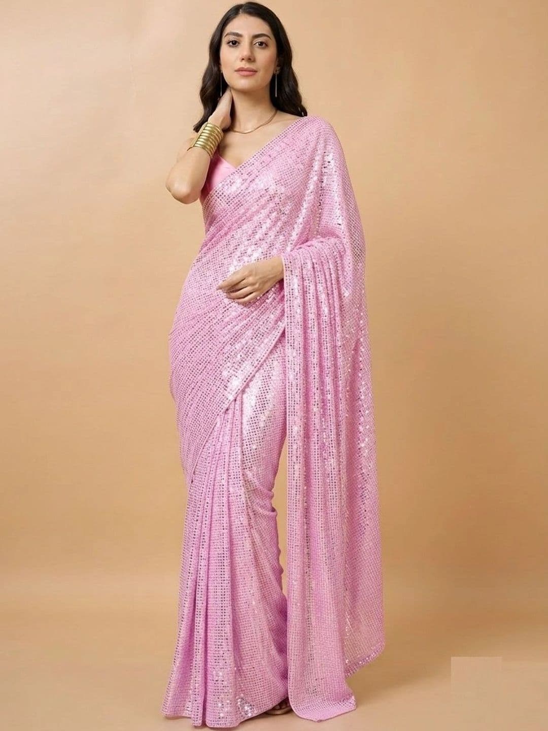 SZN Embellished Sequinned Poly Georgette Designer Saree thumbnail 2