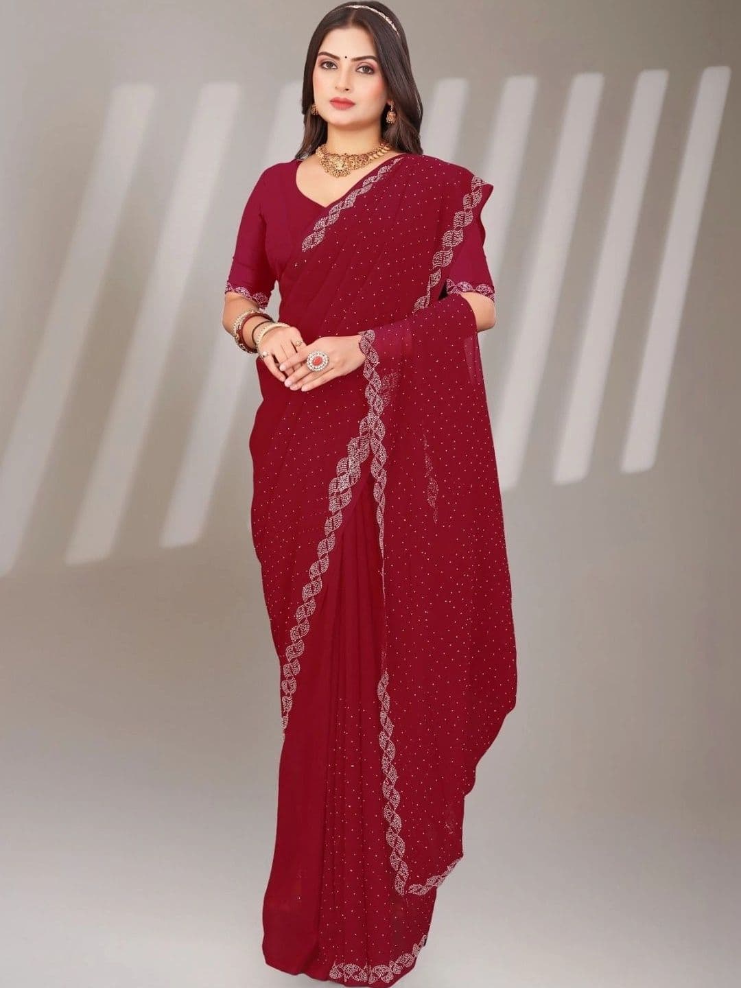 Textile Mantra Poly Chiffon Saree - view 1