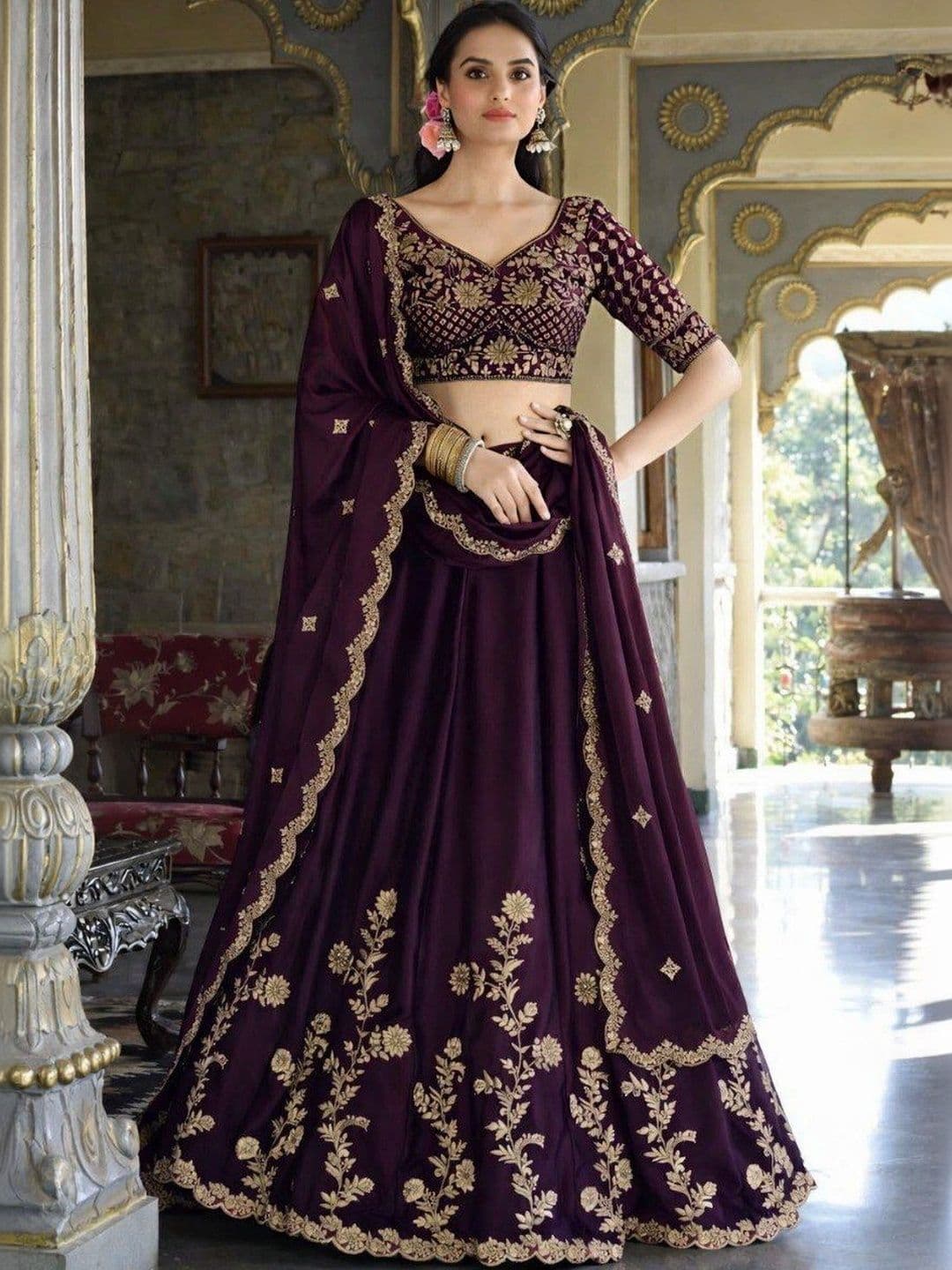 RUNAYA NX Embroidered Ready to Wear Lehenga & Unstitched Blouse With Dupatta thumbnail 2