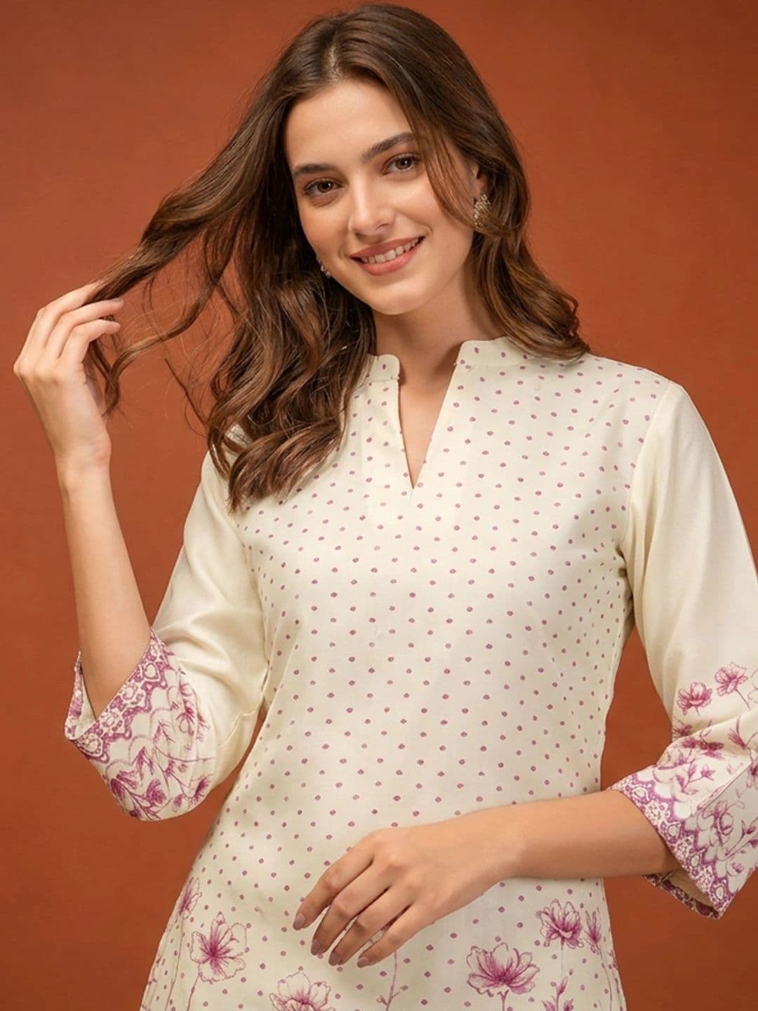 SAINOOR Women Floral Printed Regular Kurta with Palazzos thumbnail 7