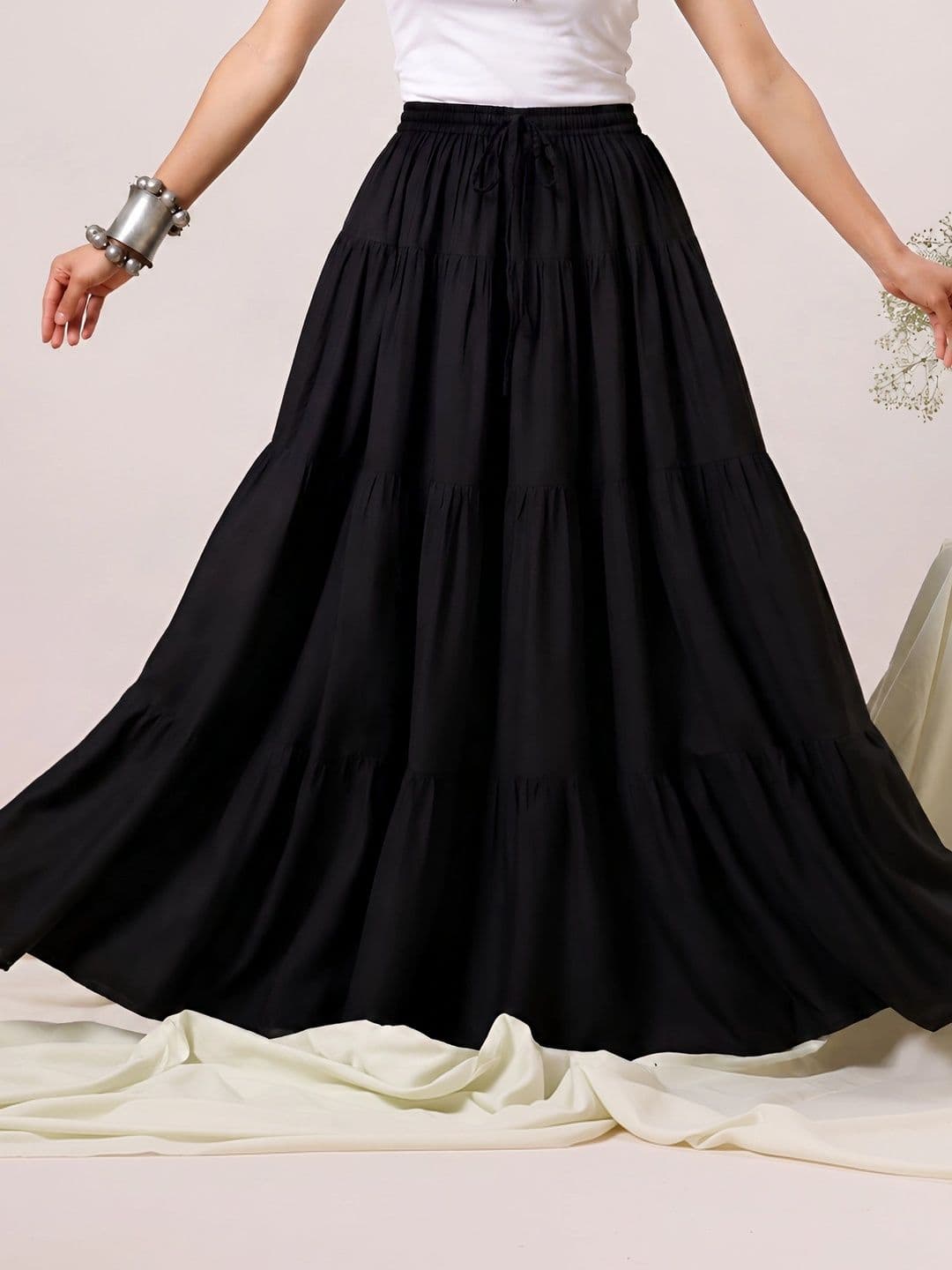HARAYE Women Tiered Maxi Tiered Skirt thumbnail 2