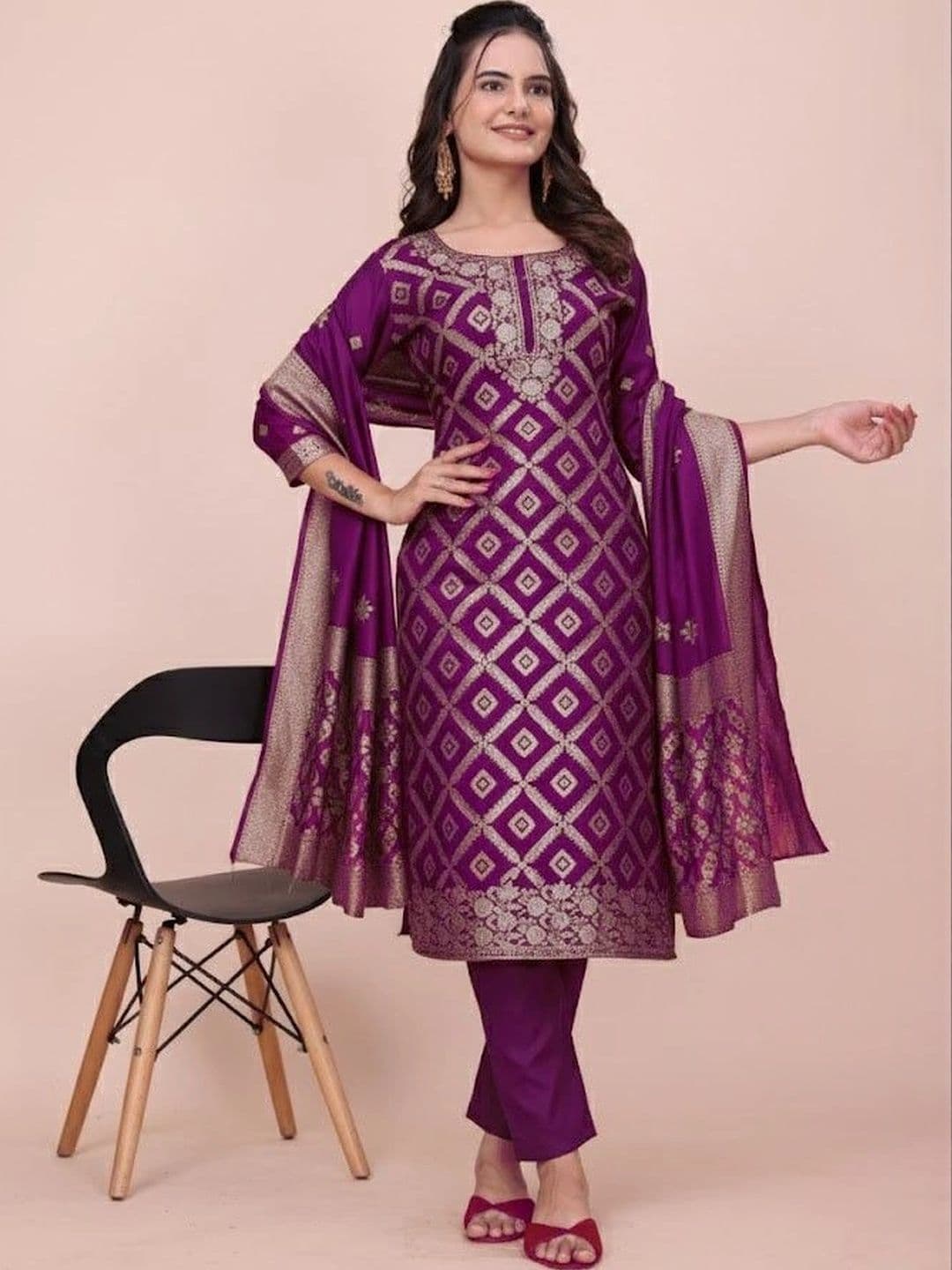 kantuba Art Silk Unstitched Dress Material thumbnail 2