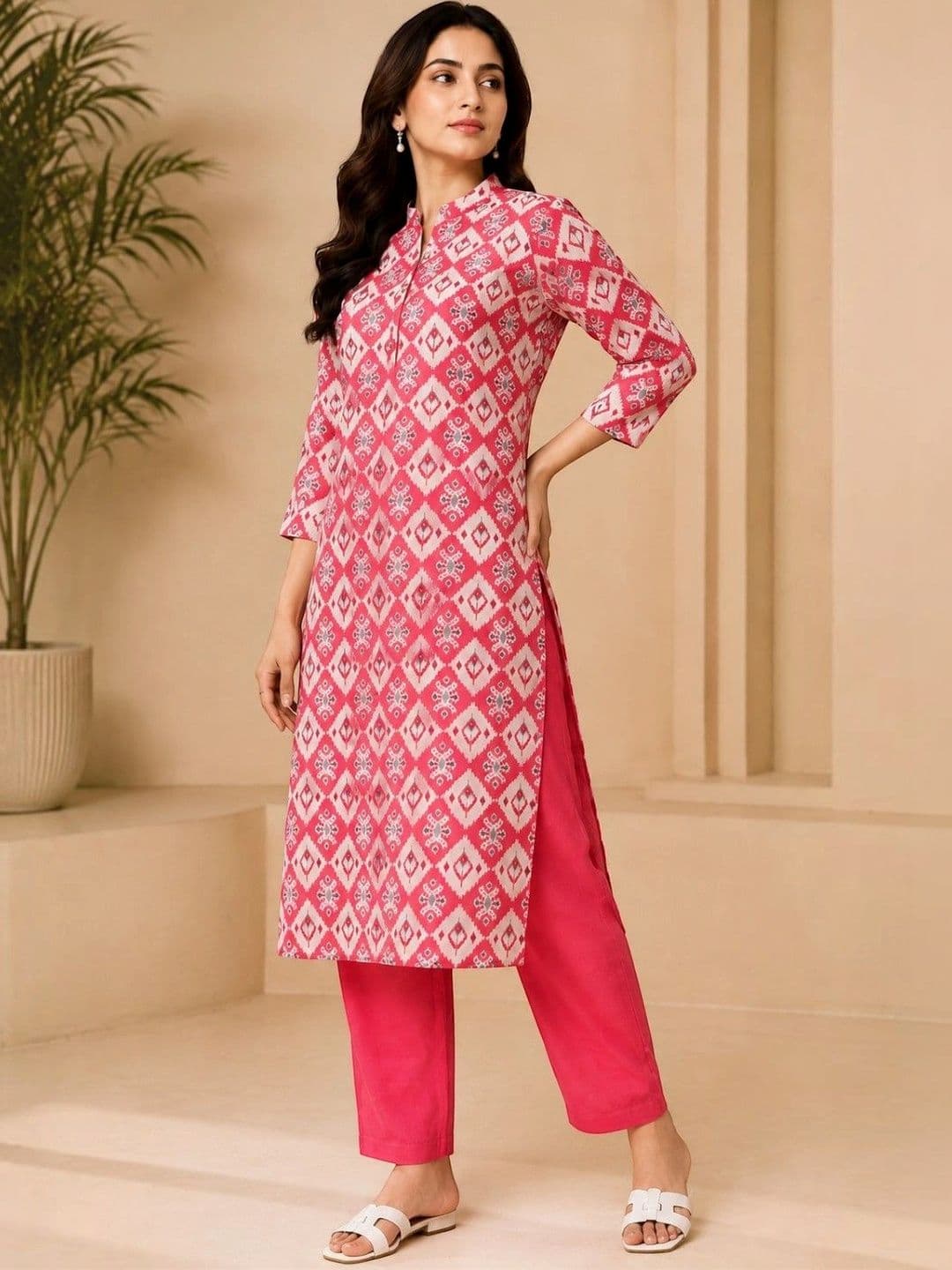 EELIKA Women Ethnic Motifs Printed Regular Pure Cotton Kurta with Trousers thumbnail 4