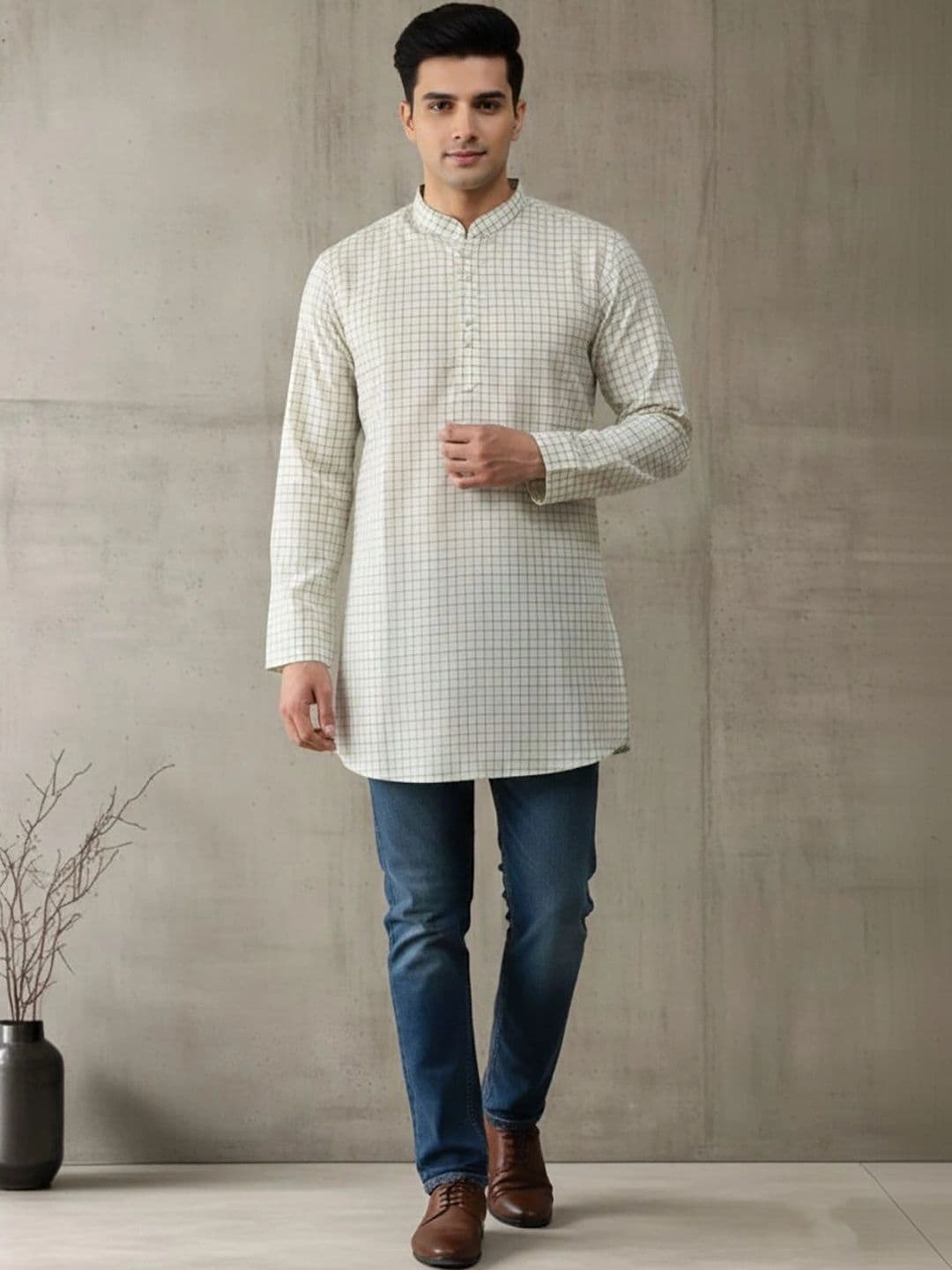 Anouk Men Checked Kurta thumbnail 2