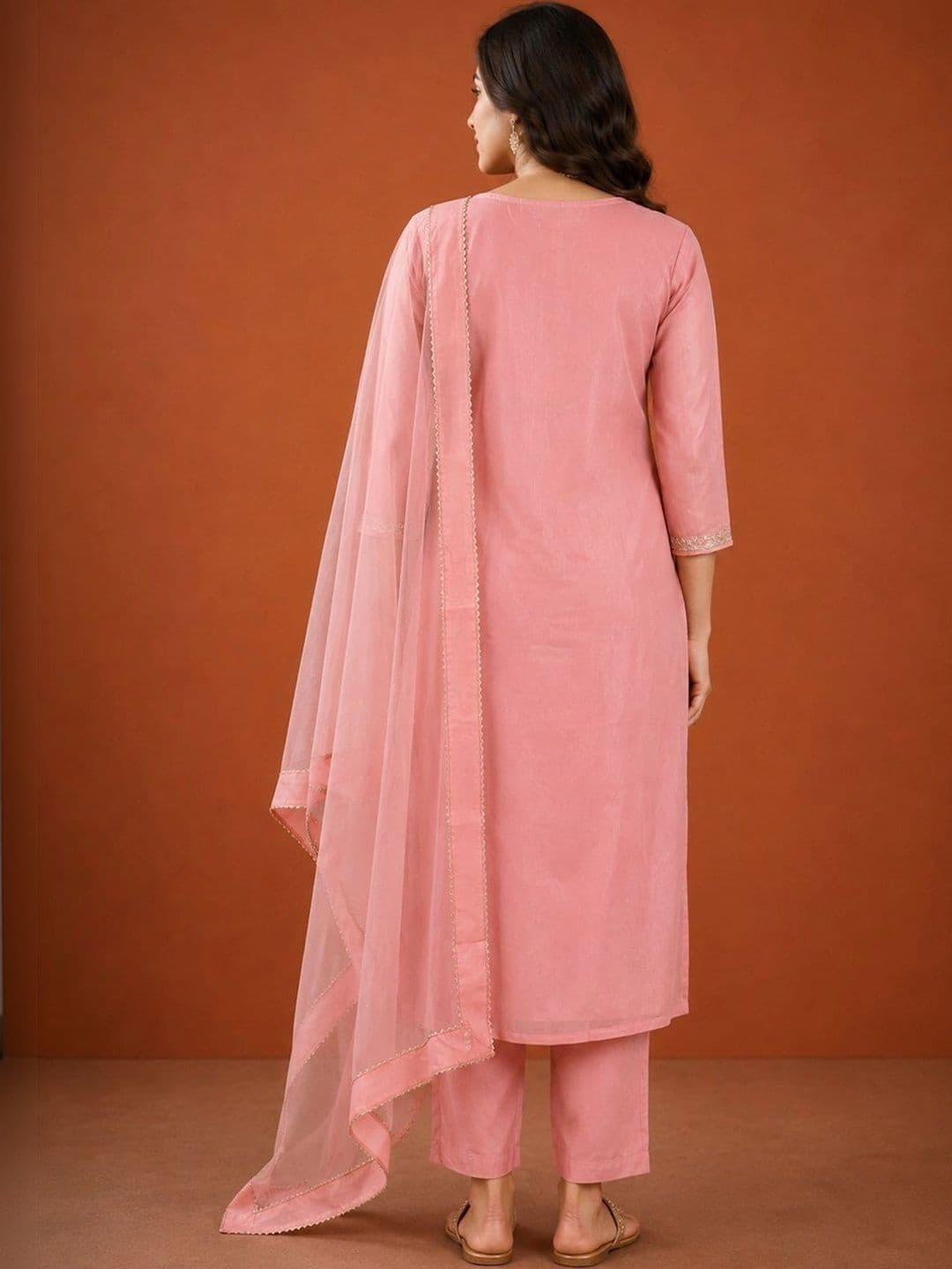 SAINOOR Women Ethnic Motifs Embroidered Regular Thread Work Kurta with Trousers & With Dupatta thumbnail 2