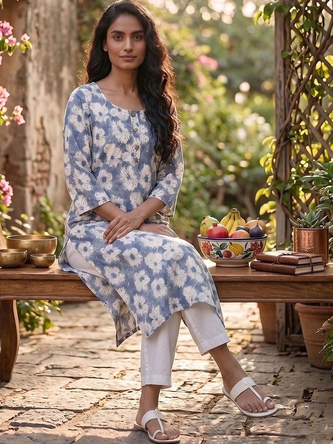 KALINI Women Floral Printed Floral Kurta thumbnail 4
