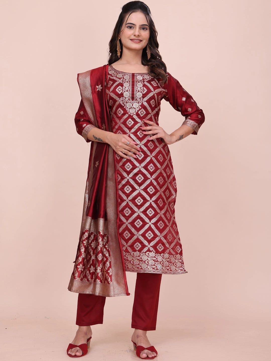 kantuba Art Silk Unstitched Dress Material - view 1