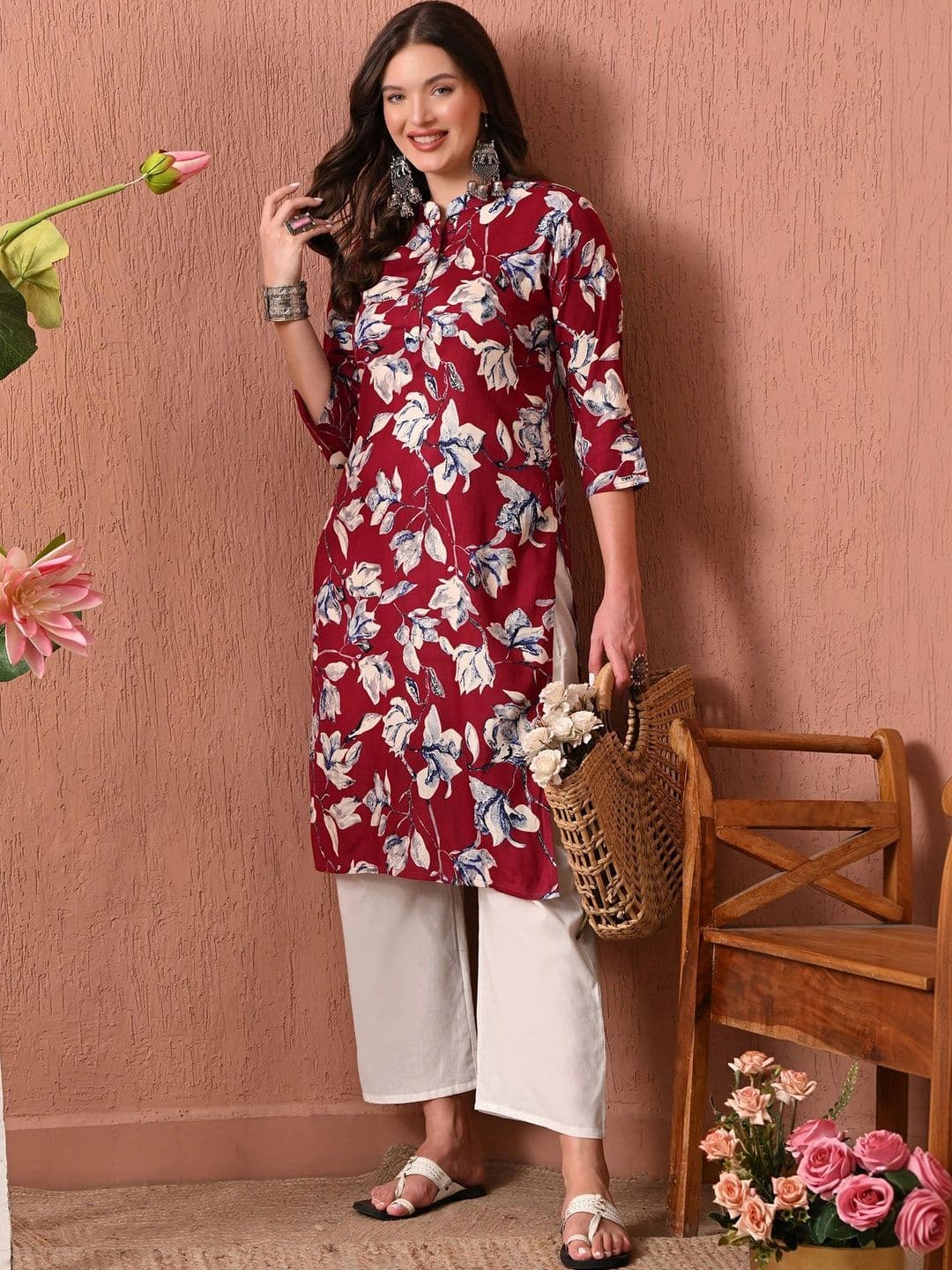 HERE&NOW Women Floral Printed Floral Kurta thumbnail 3