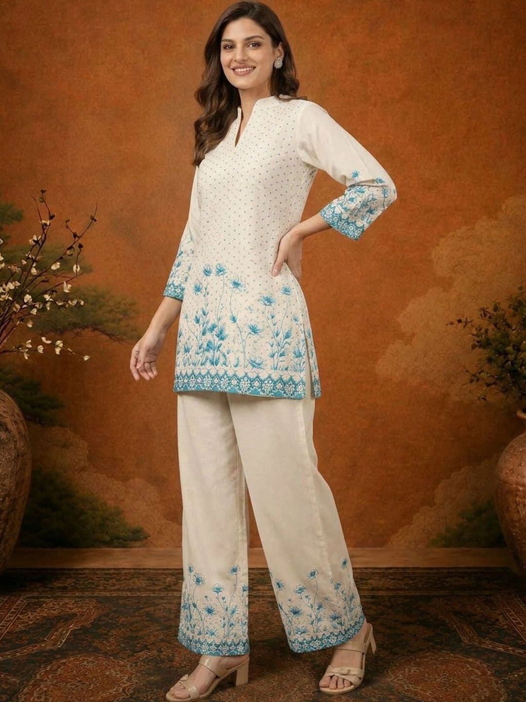 SAINOOR Women Floral Printed Regular Kurta with Palazzos - view 1