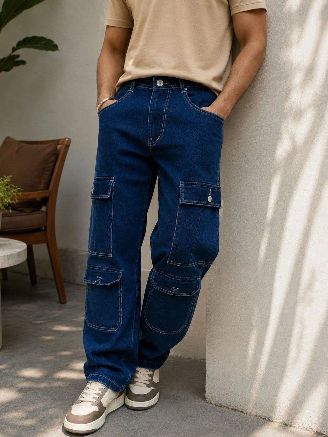 FICTION Men Comfort Relaxed Fit Mid-Rise Coated Stretchable Jeans - view 1
