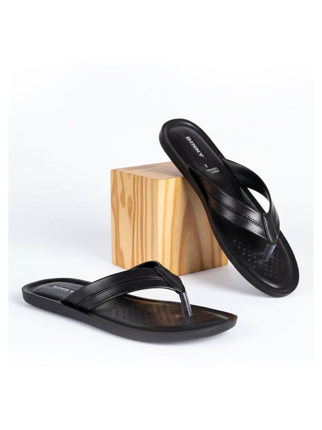 Binny Men Leather Comfort Open Toe Thong Sandals With Cushioned Footbed thumbnail 5