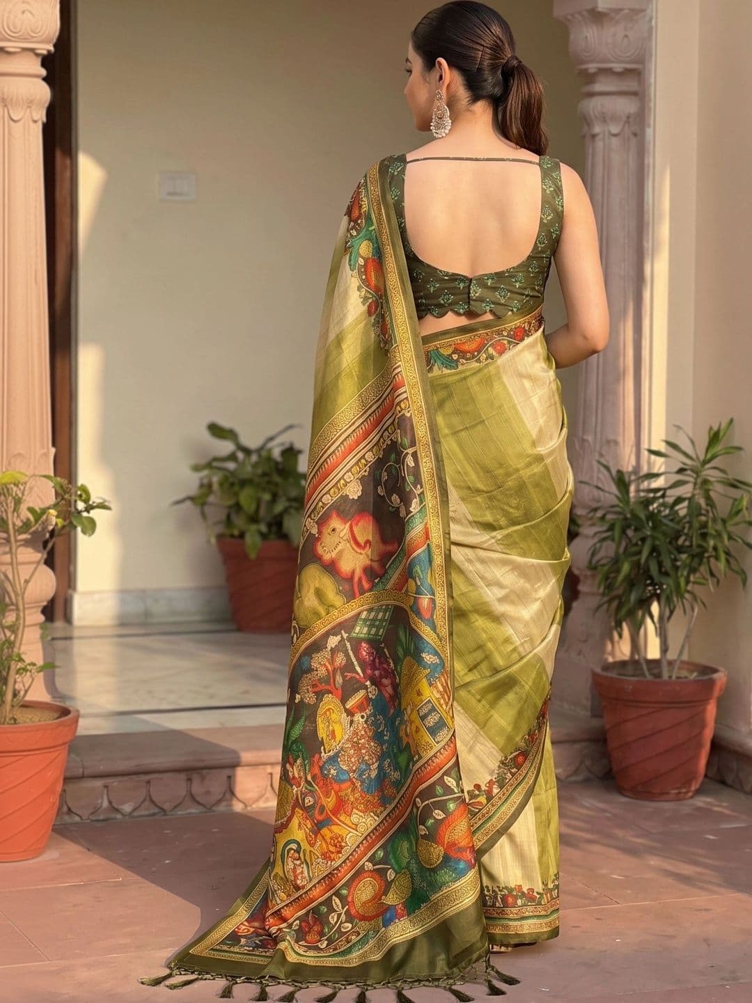 KALINI Kalamkari Art Silk Saree thumbnail 5