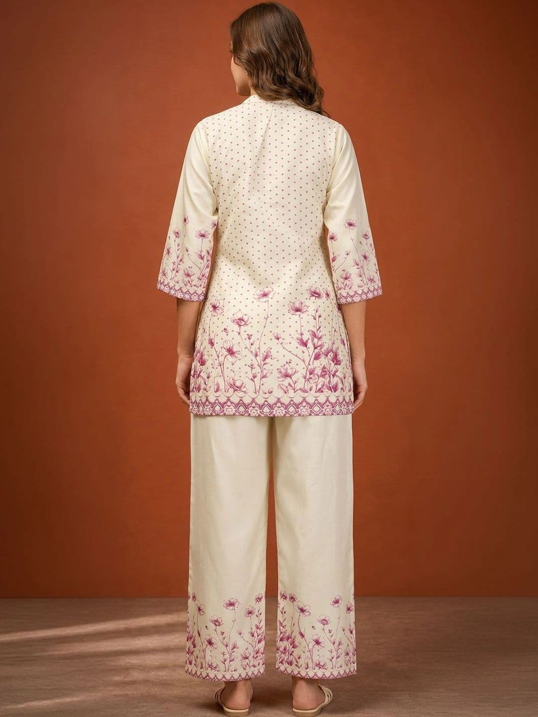 SAINOOR Women Floral Printed Regular Kurta with Palazzos thumbnail 3