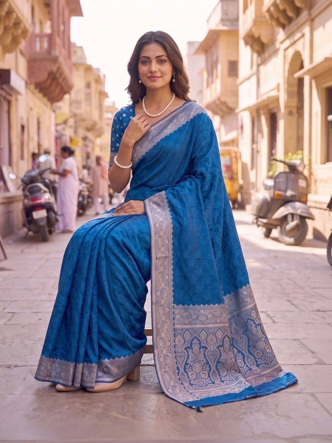 SOURAGYA Woven Design Zari Satin Designer Banarasi Saree thumbnail 4