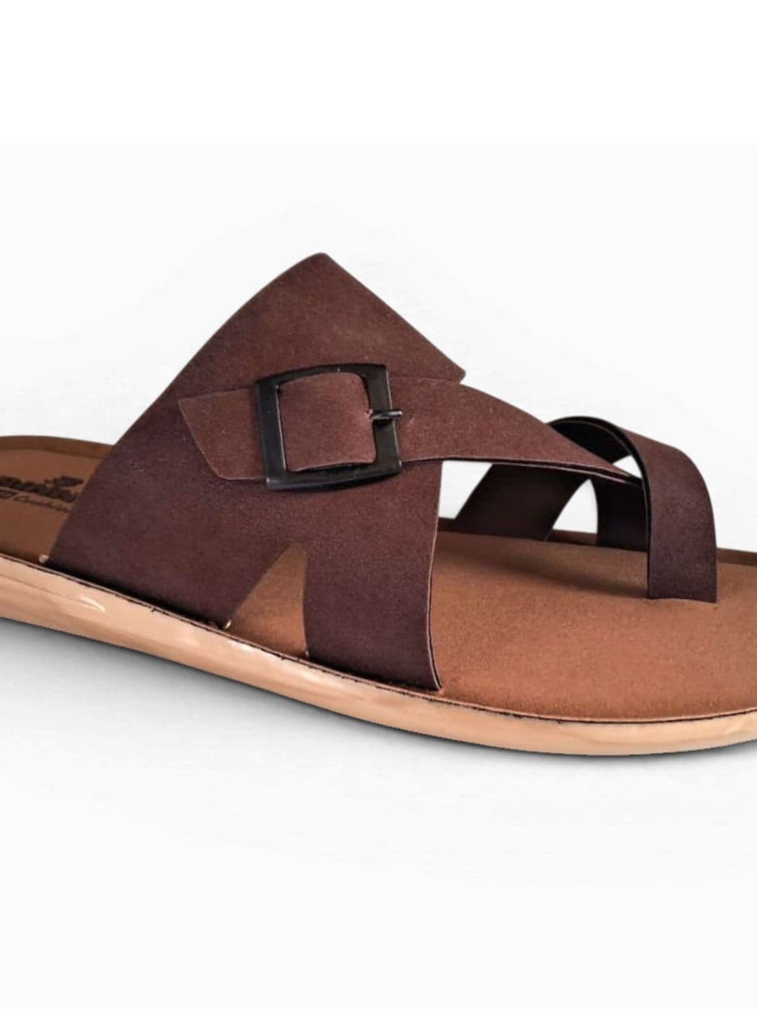 Binny Men Coffee Synthetic Comfort Toe-Ring Sandals With Buckle Strap thumbnail 3