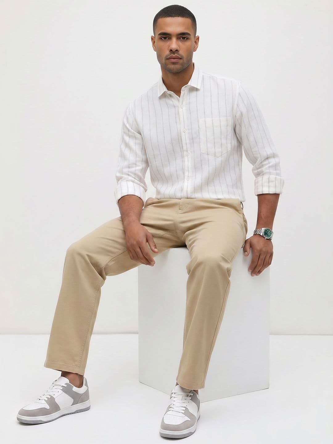 Roadster Life Co.Cotton Linen Striped Shirt thumbnail 3