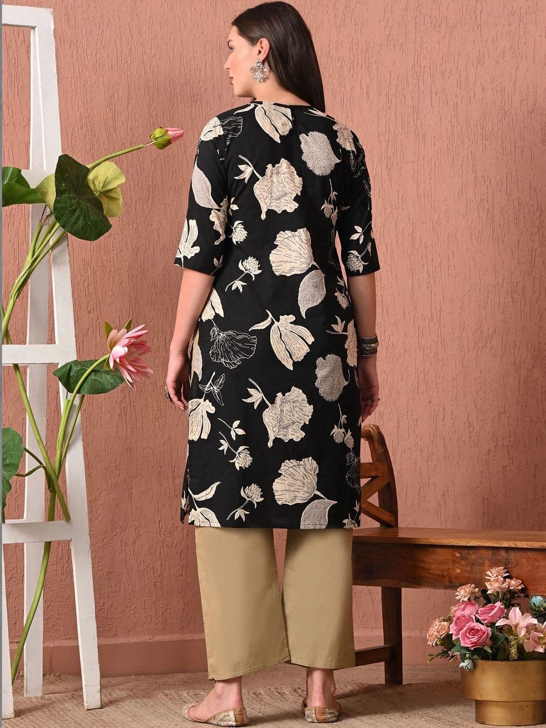 HERE&NOW Women Floral Printed Floral Kurta thumbnail 3