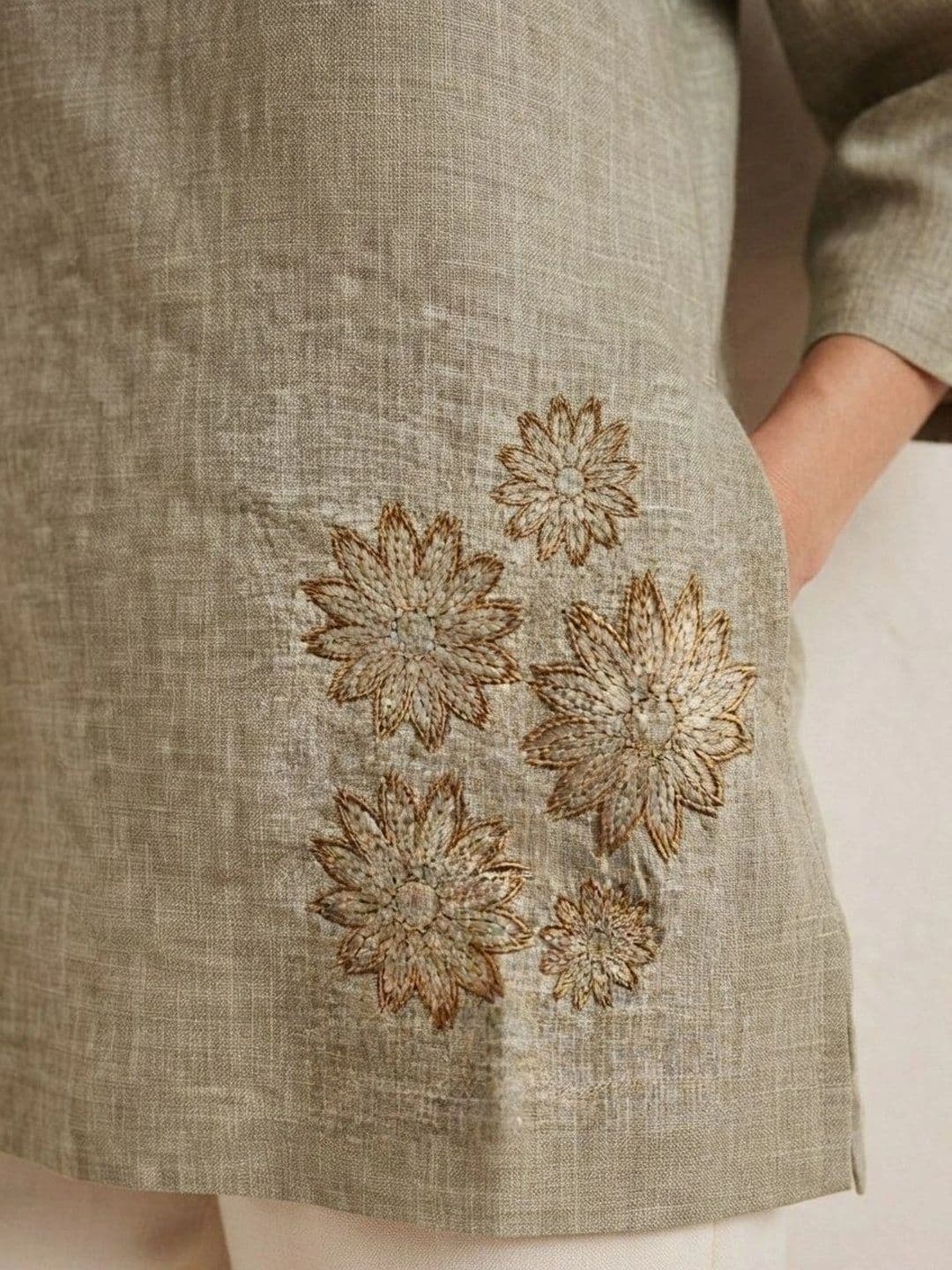 All about cotton Women Floral Embroidered Linen Top thumbnail 5