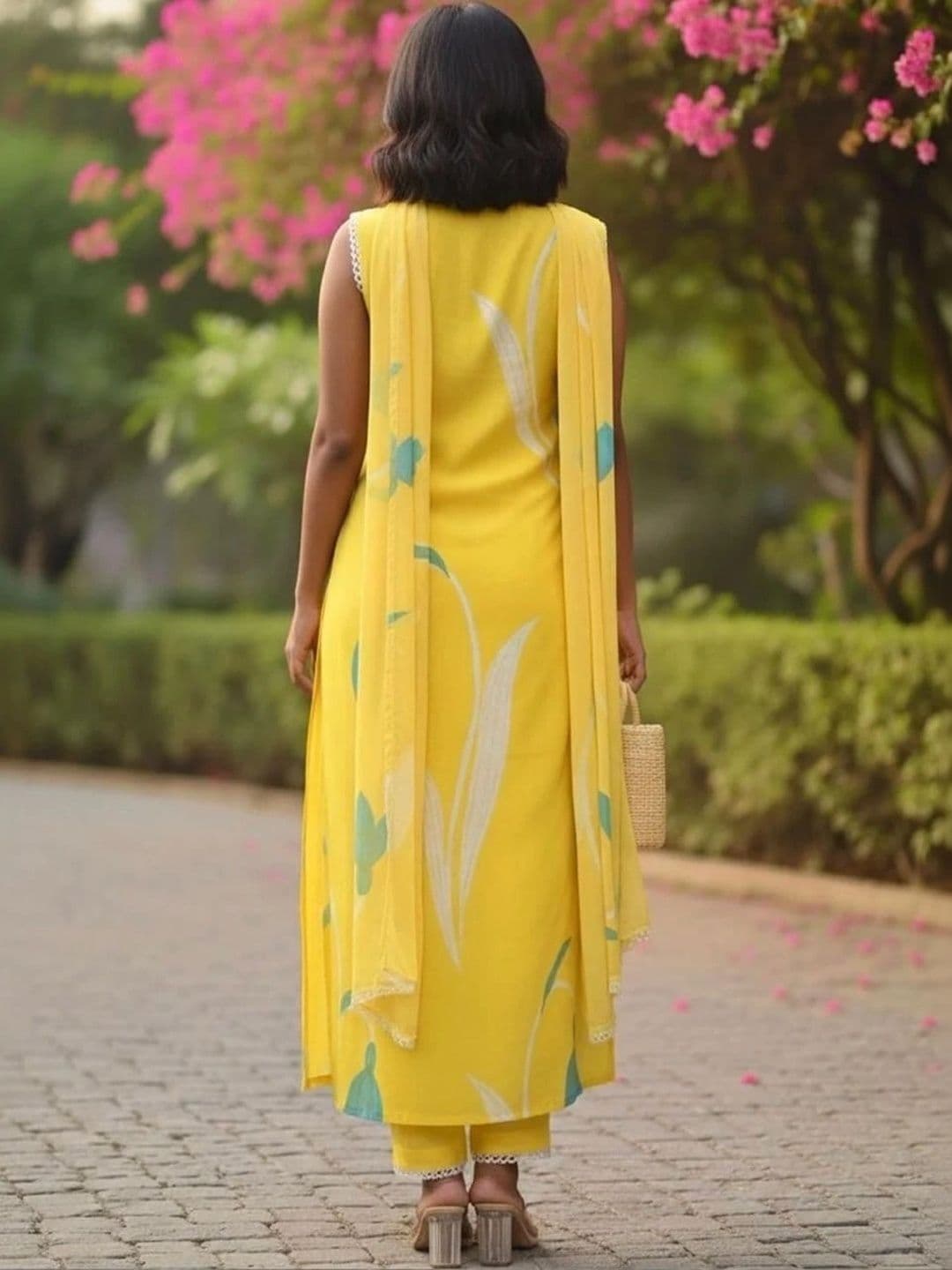Mogra Designs Women Floral Printed Regular Kurta with Trousers & With Dupatta thumbnail 2