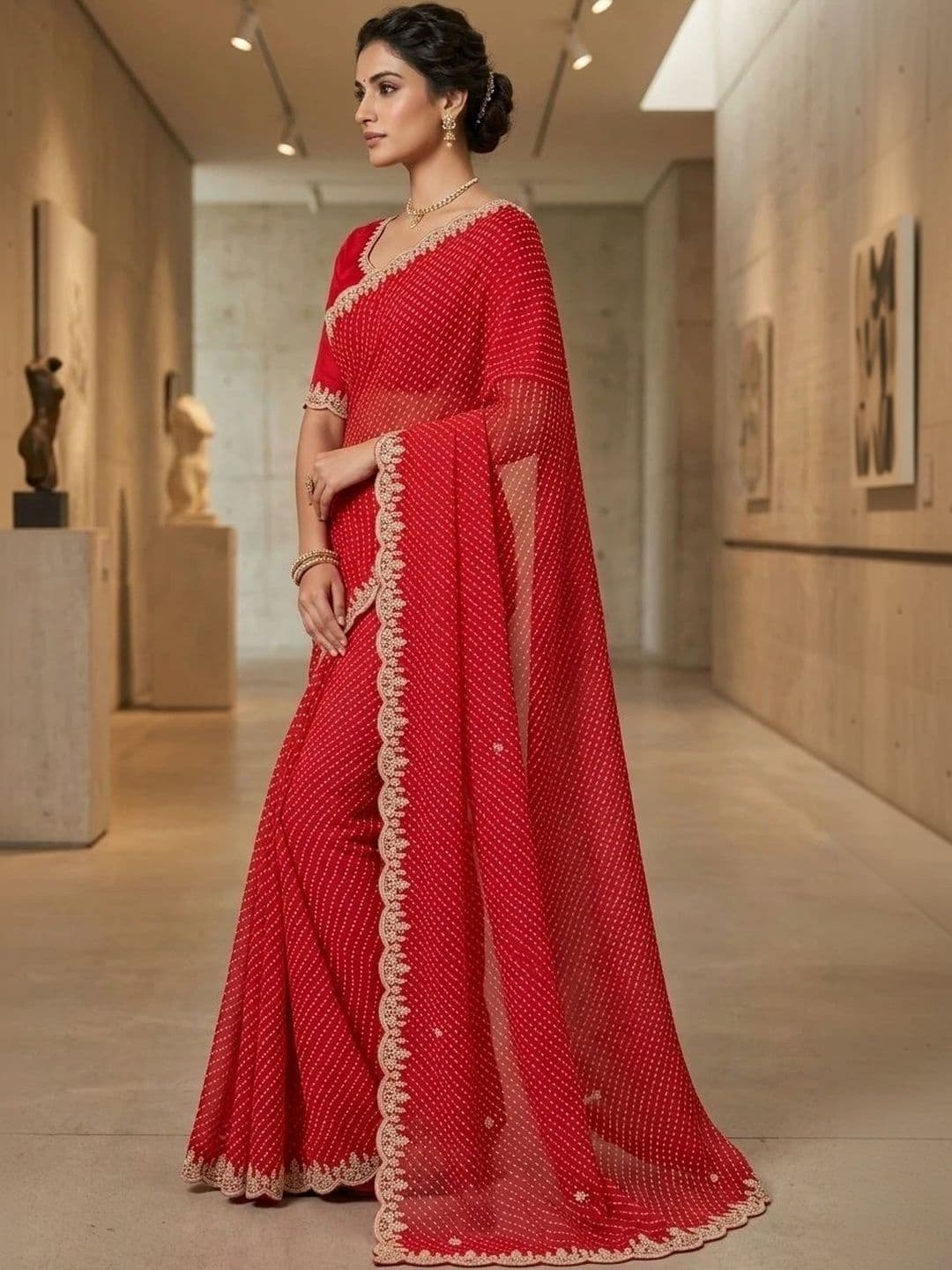 Textile Mantra Embroidered Poly Georgette Saree thumbnail 4
