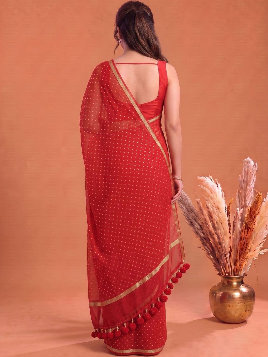 KALINI Polka Dot Zari Pure Cotton Saree thumbnail 5