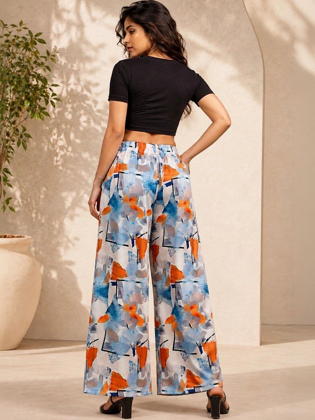 MOLIKONIC Women Printed Chambray Palazzos thumbnail 2