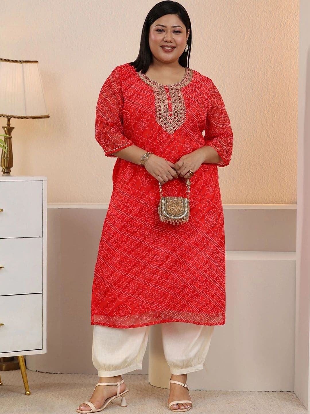 EXTRA LOVE BY LIBAS Women Bandhani Printed Thread Work Kurta - view 1