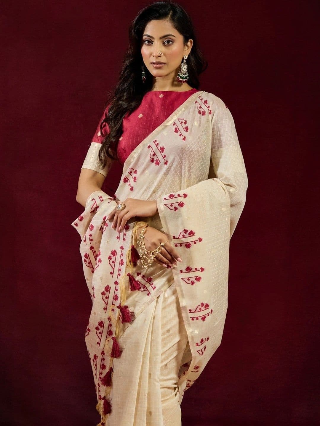 kasee Floral Zari Pure Cotton Designer Saree thumbnail 6