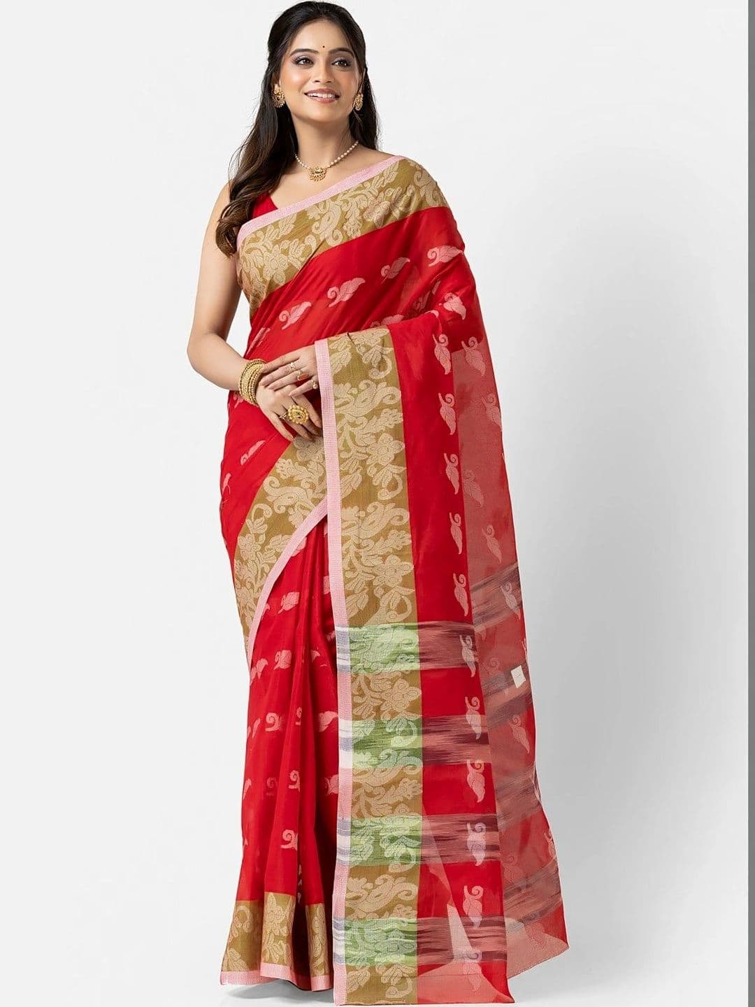 Kosh Ethnics Woven Design Embroidered Pure Cotton Jamdani Saree thumbnail 3