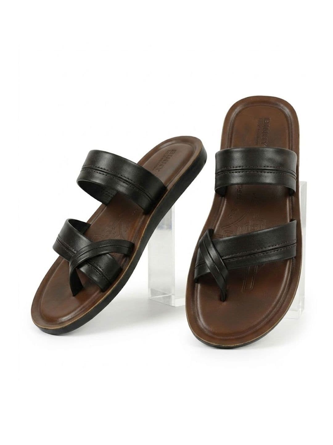 Binny Men Leather Comfort Strappy Sandals With Soft Footbed thumbnail 3