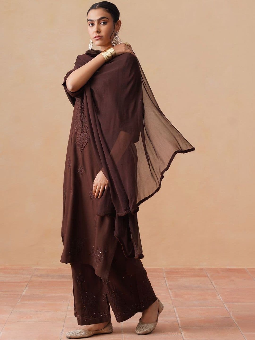 SAZRIKA Embroidered Regular Thread Work Kurta with Palazzos & With Dupatta - view 1