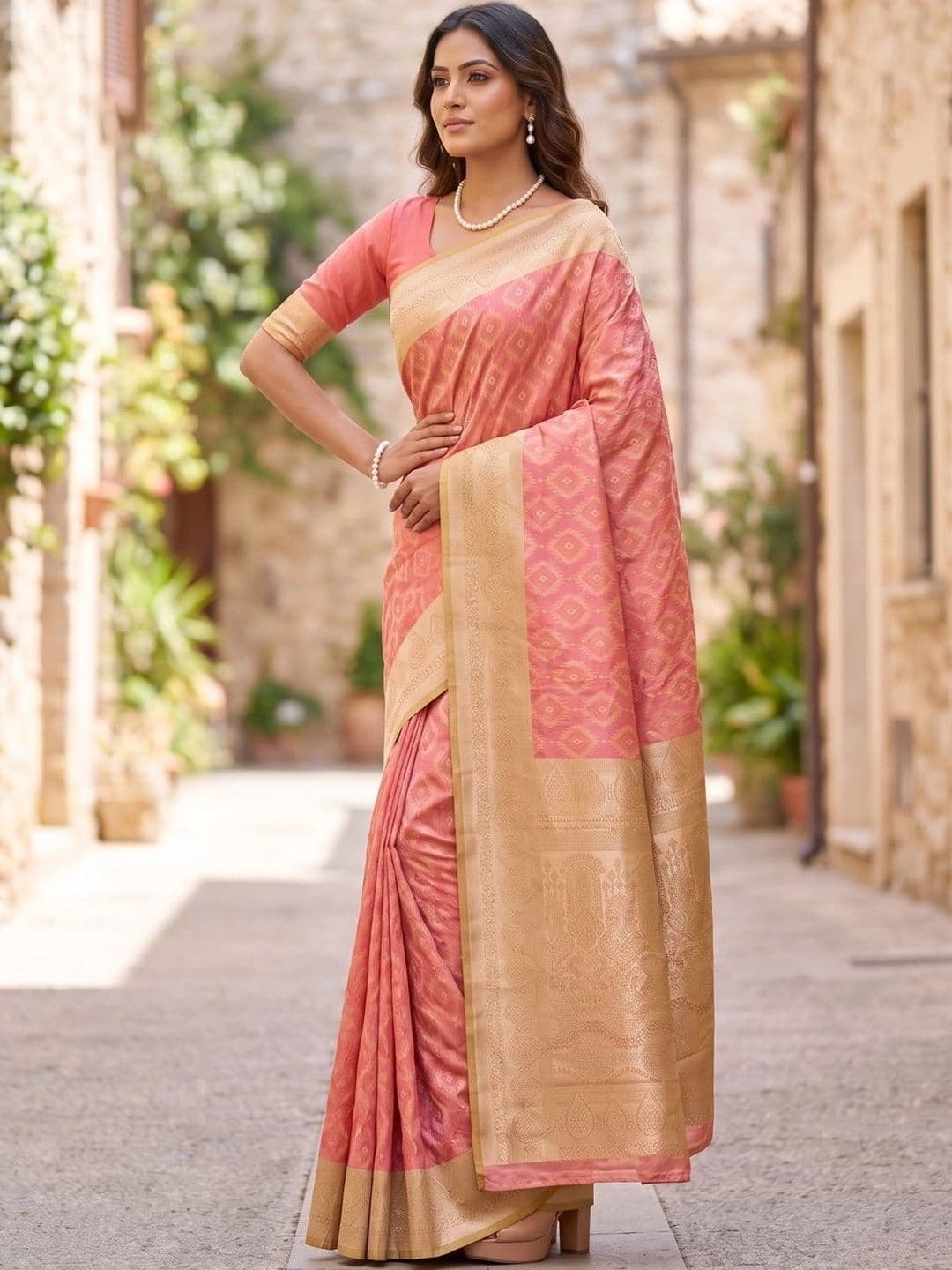 SOURAGYA Woven Design Zari Silk Blend Kanjeevaram Saree thumbnail 4