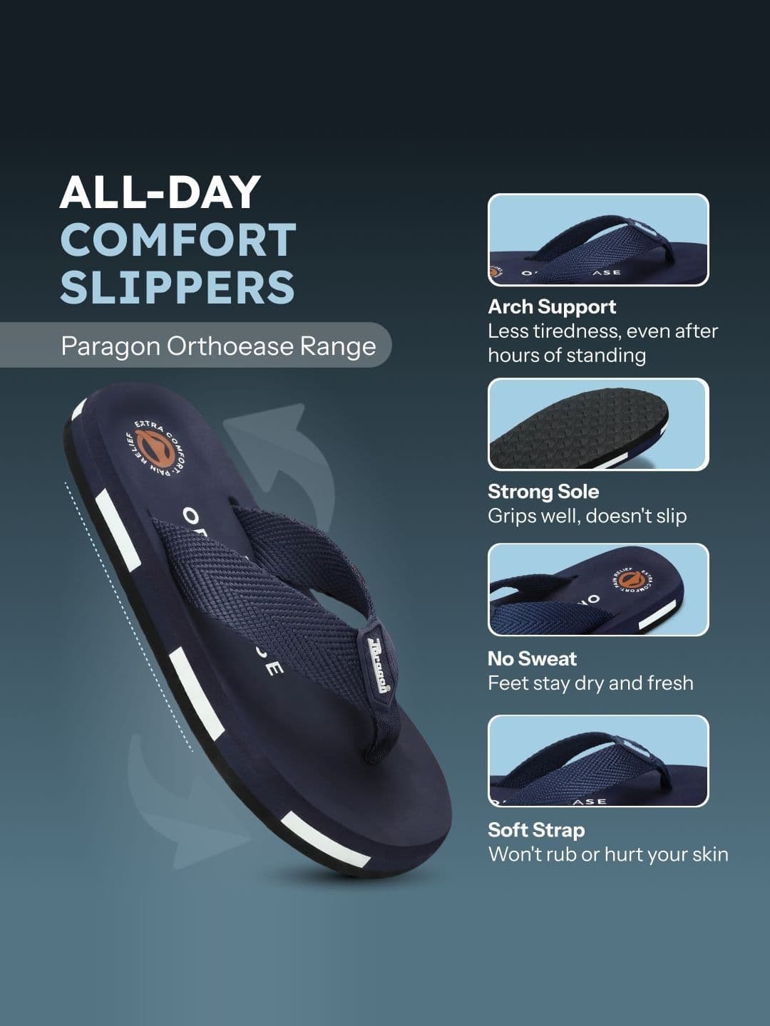 Paragon Men Colourblocked Thong Flip-Flops thumbnail 3