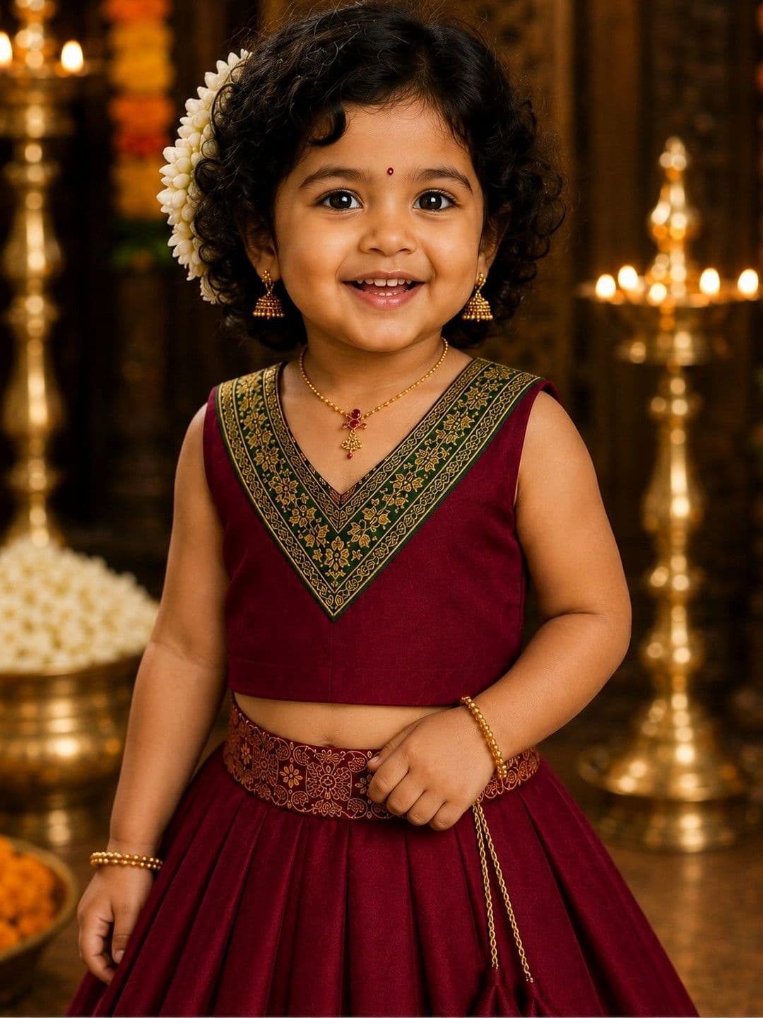 Xepon Girls Embellished Ready to Wear Lehenga & thumbnail 2
