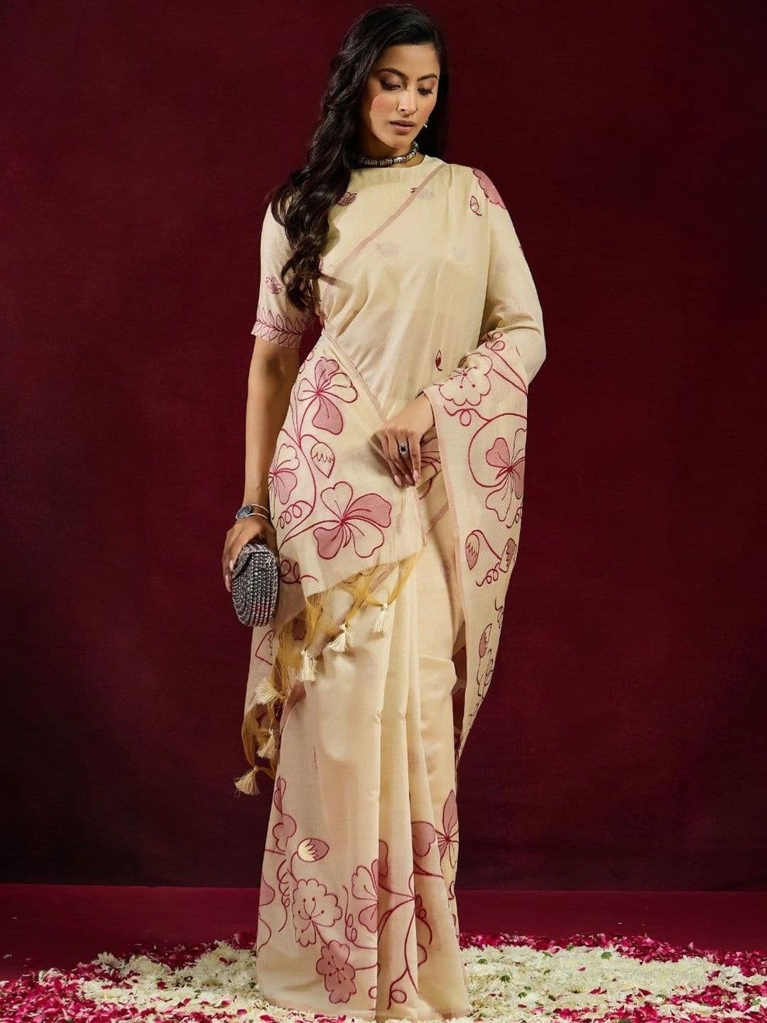 kasee Floral Pure Cotton Designer Saree - view 1