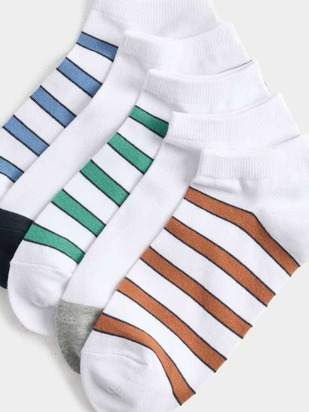 Marks & Spencer Men 5 Pack Striped Cool & Fresh Cotton Rich Trainer Liners thumbnail 2