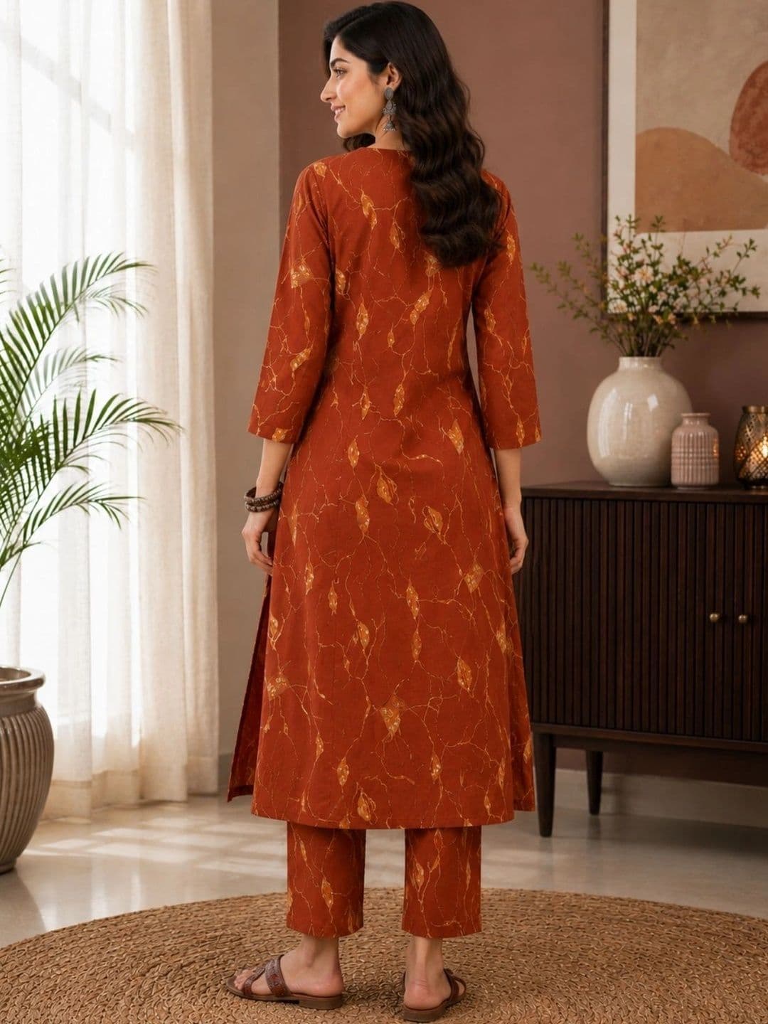 KALINI Women Printed Regular Pure Cotton Kurta with Trousers thumbnail 5