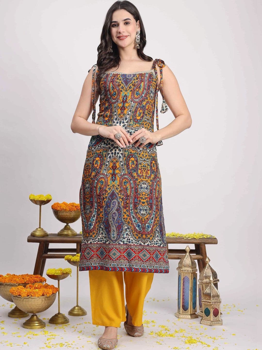 TextileNow Women Paisley Printed Regular Kurta with Trousers - view 1