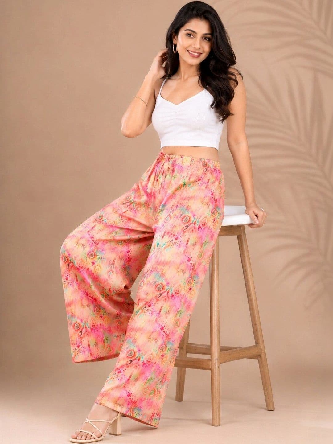 MOLIKONIC Women Printed Chambray Palazzos thumbnail 3