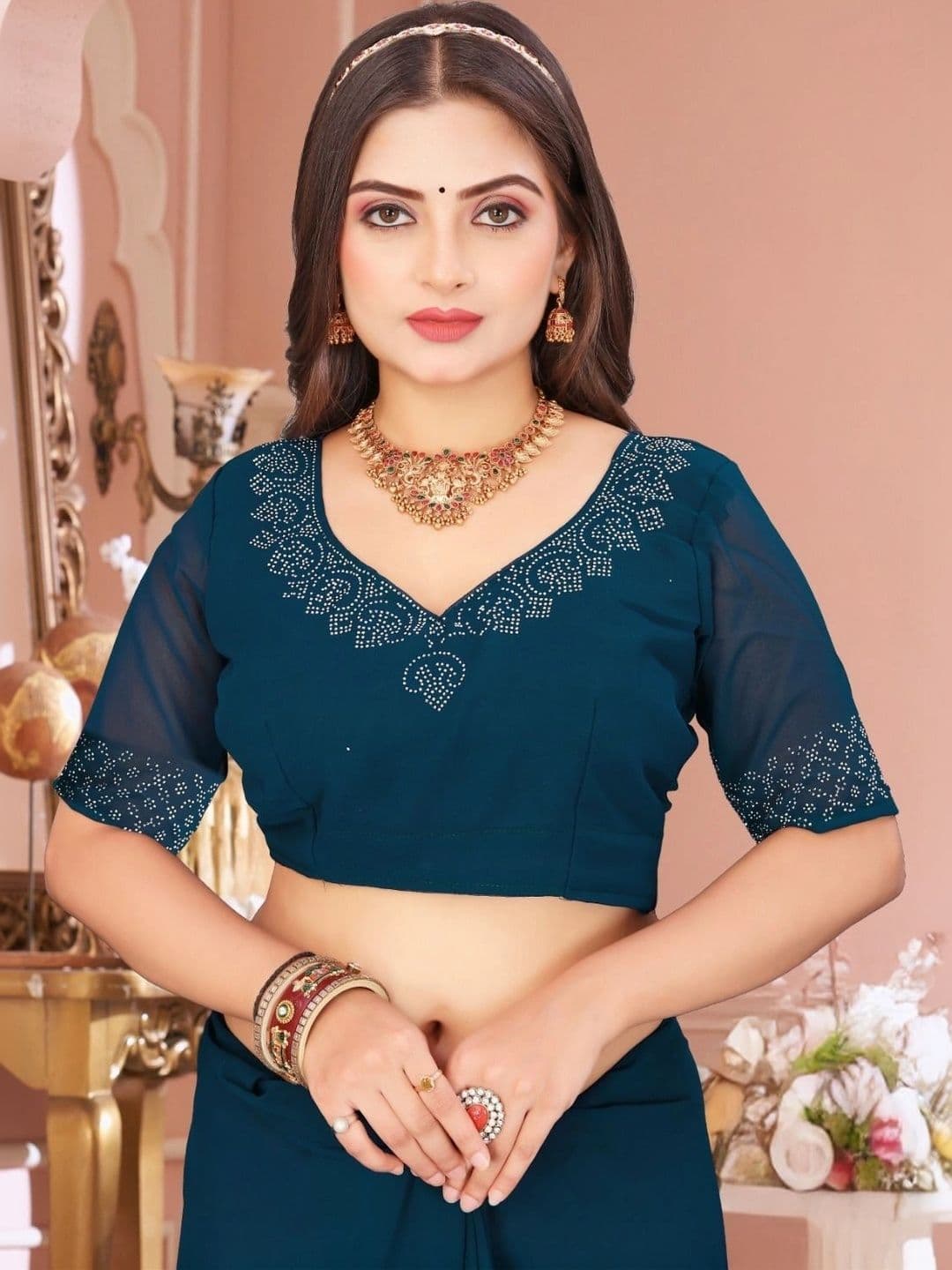 Textile Mantra Embellished Poly Chiffon Saree thumbnail 5