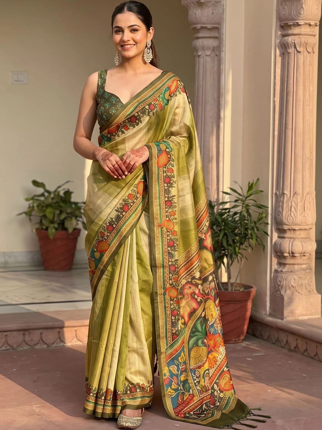 KALINI Kalamkari Art Silk Saree - view 1