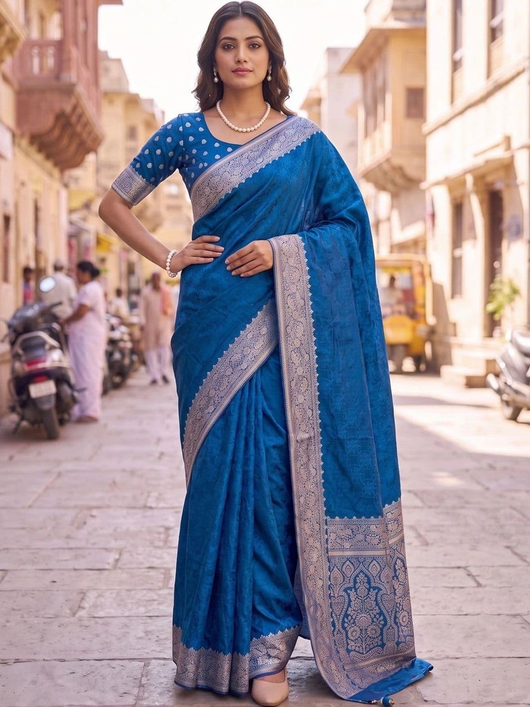 SOURAGYA Woven Design Zari Satin Designer Banarasi Saree - view 1