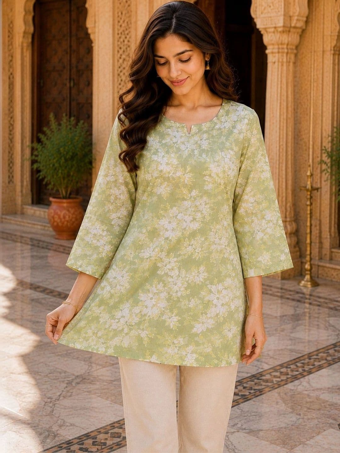 all about you Floral Printed Pure Cotton Kurti thumbnail 3