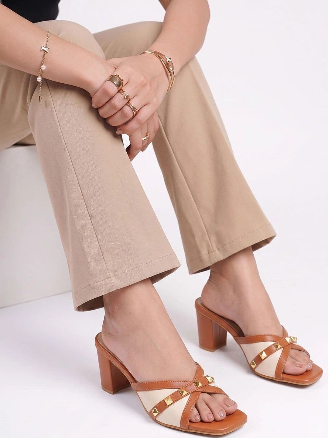 SHETOP Colourblocked Party Block Mules - view 1