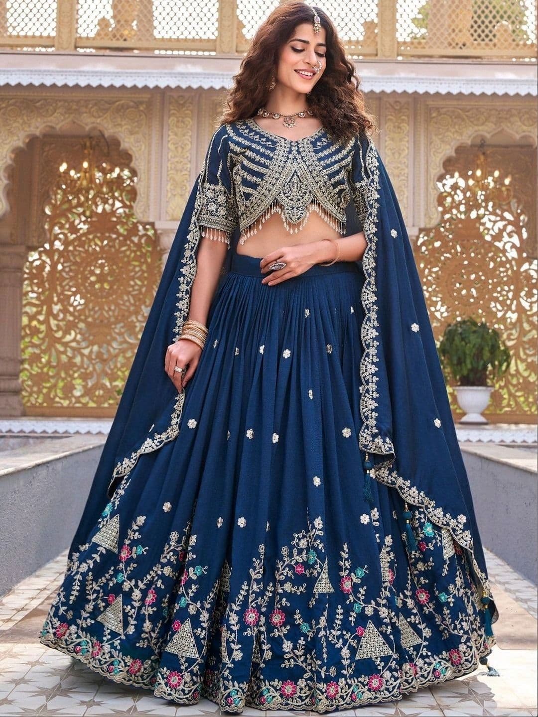 Shree Ram Creation Women Embroidered Sequinned Ready to Wear Lehenga & Blouse With Dupatta thumbnail 4