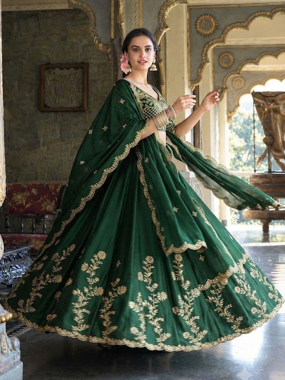 RUNAYA NX Embroidered Ready to Wear Lehenga & Unstitched Blouse With Dupatta thumbnail 3